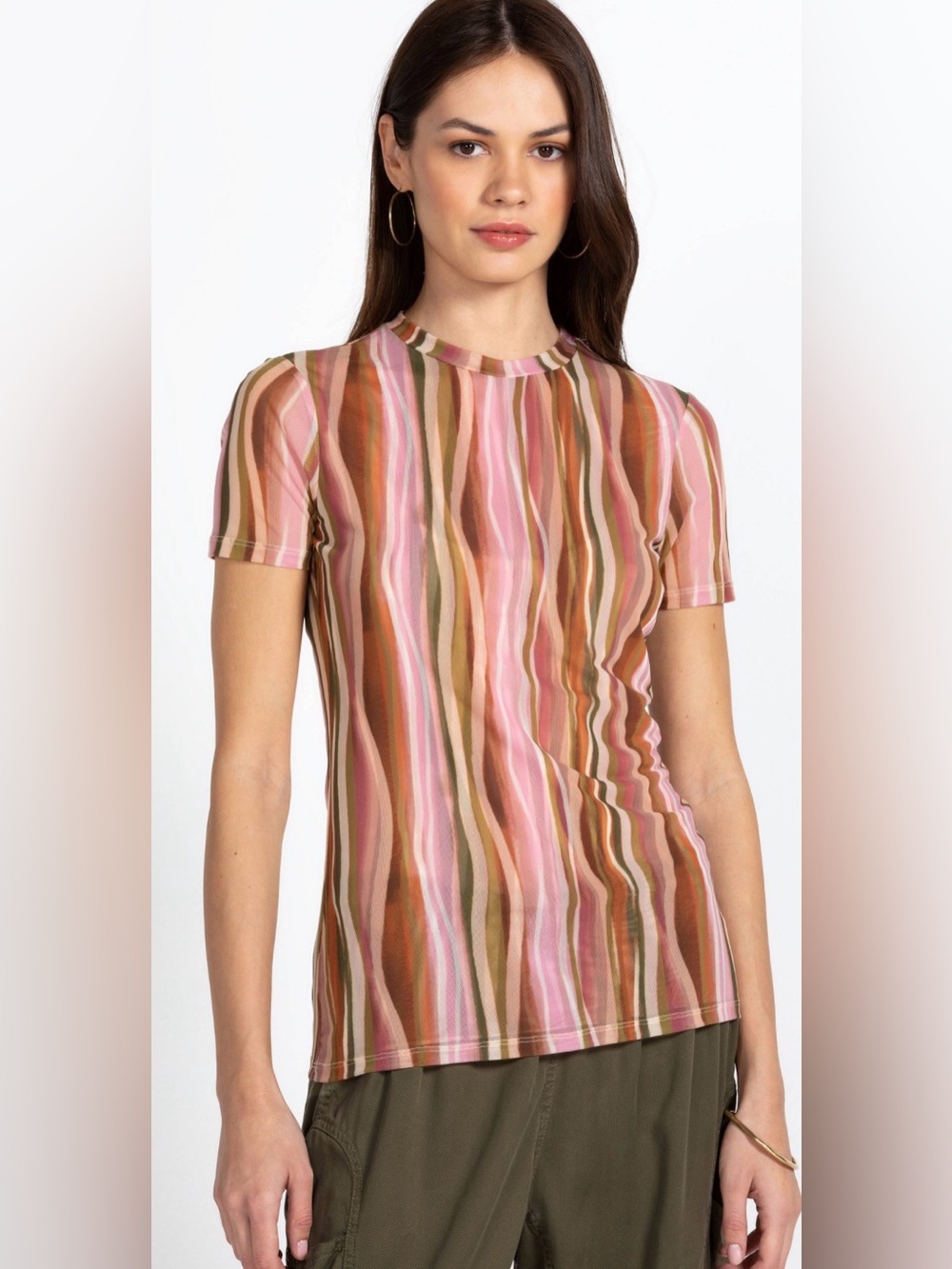 Johnny Was Jade $98 P2P 19-20” 2023 Eleanor Sheer Mesh Top Saturn’s Rings L - Picture 2 of 10